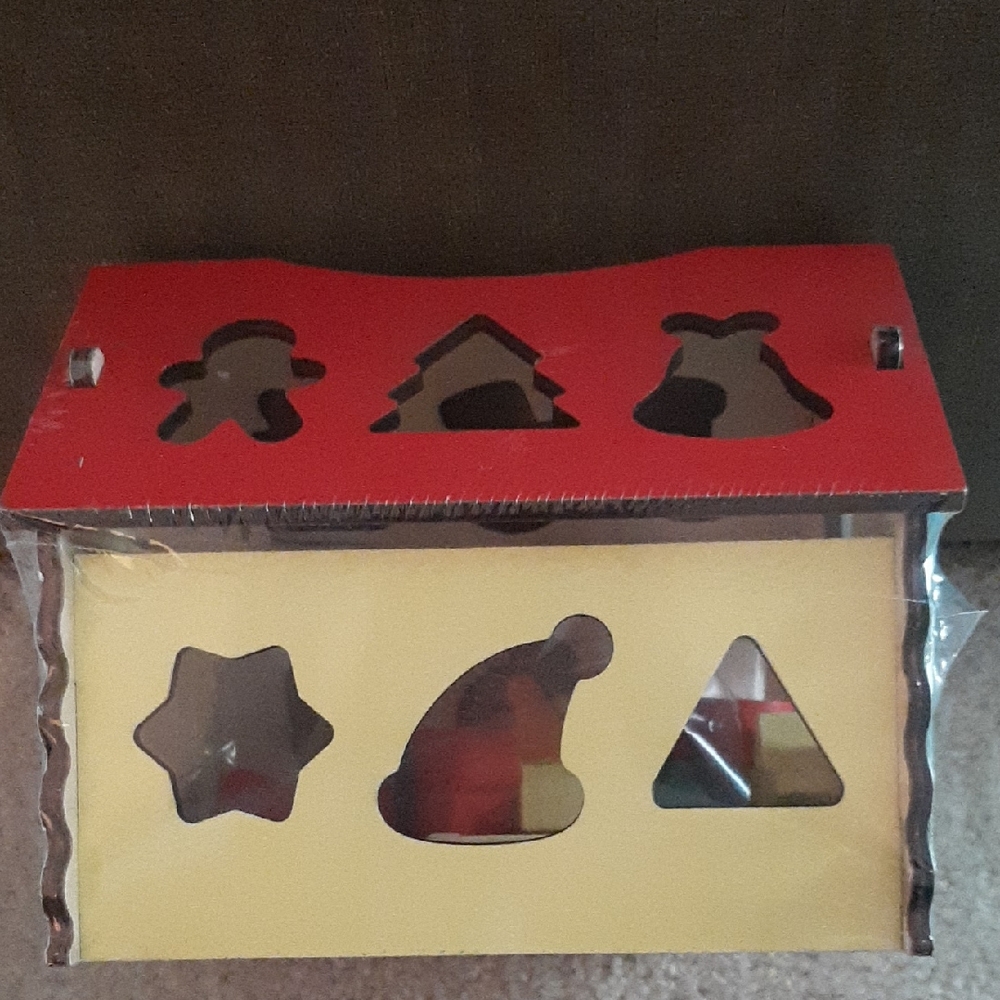 Holiday Red and Yellow Wooden Shape Sorter